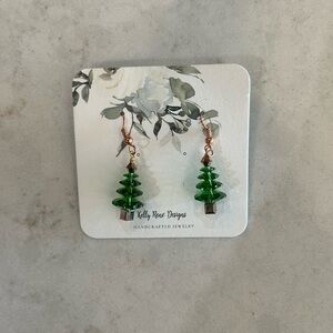 Green Christmas Tree Earrings